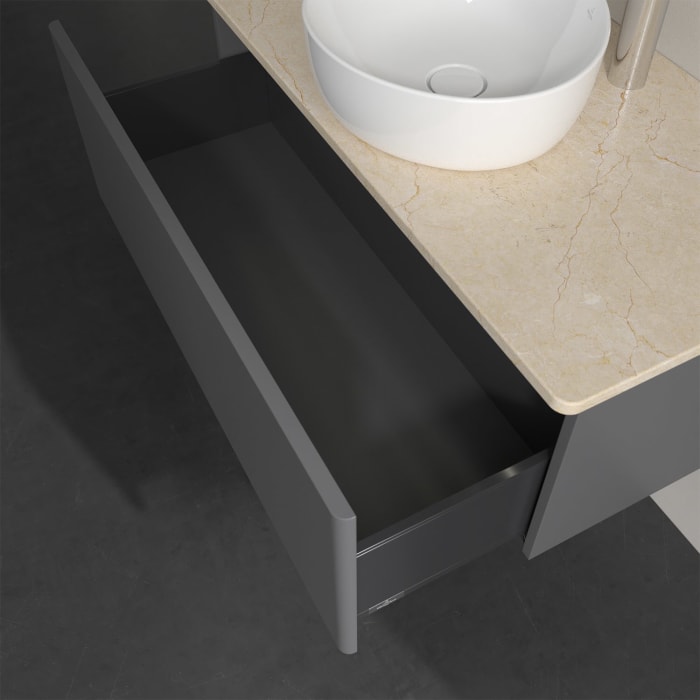 Villeroy & Boch Antao Waschbeckenunterschrank, 100 x 36 cm, 1 Auszug mit LED-Licht, Front ohne Struktur, mit Hahnloch