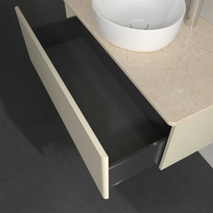 Villeroy & Boch Antao Waschbeckenunterschrank, 100 x 36 cm, 1 Auszug mit LED-Licht, Front ohne Struktur, mit Hahnloch