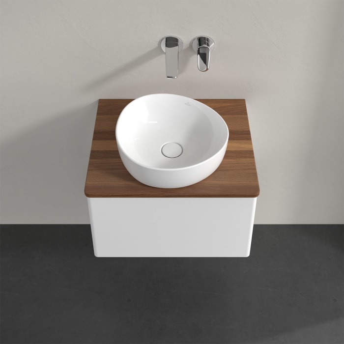 Villeroy & Boch Antao Waschbeckenunterschrank, 60 x 36 cm, 1 Auszug mit LED-Licht, Front ohne Struktur, ohne Hahnloch