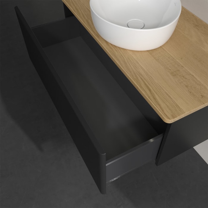 Villeroy & Boch Antao Waschbeckenunterschrank, 100 x 36 cm, 1 Auszug mit LED-Licht, Front mit Struktur, ohne Hahnloch