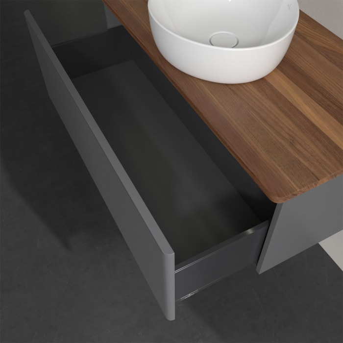 Villeroy & Boch Antao Waschbeckenunterschrank, 100 x 36 cm, 1 Auszug mit LED-Licht, Front mit Struktur, ohne Hahnloch