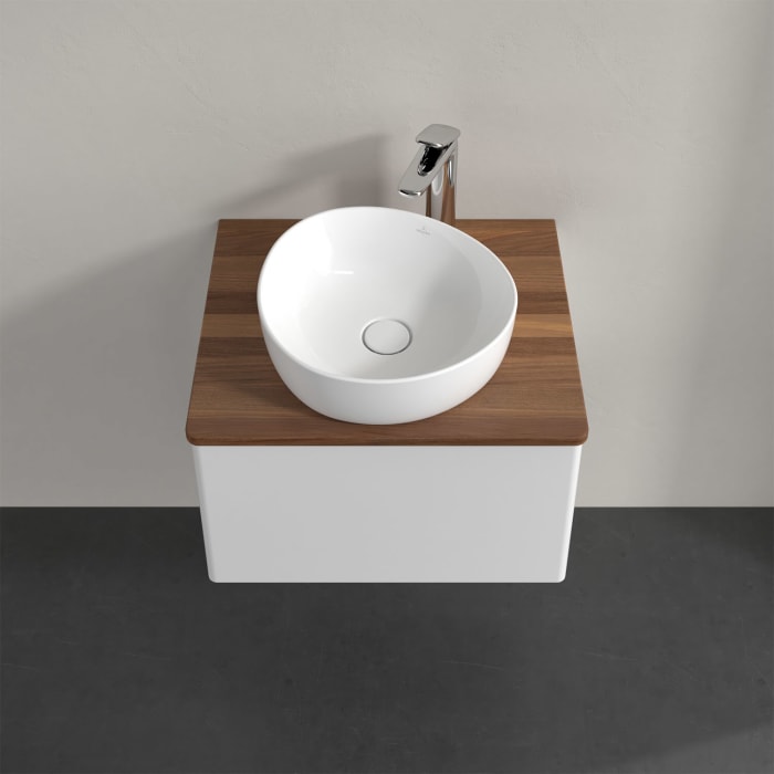 Villeroy & Boch Antao Waschbeckenunterschrank, 60 x 36 cm, 1 Auszug mit LED-Licht, Front ohne Struktur, mit Hahnloch