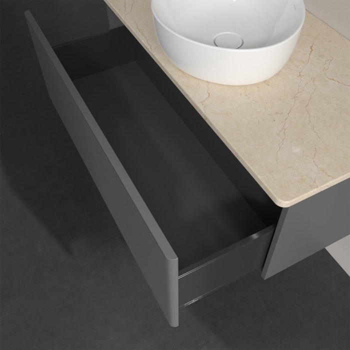 Villeroy & Boch Antao Waschbeckenunterschrank, 100 x 36 cm, 1 Auszug mit LED-Licht, Front mit Struktur, ohne Hahnloch