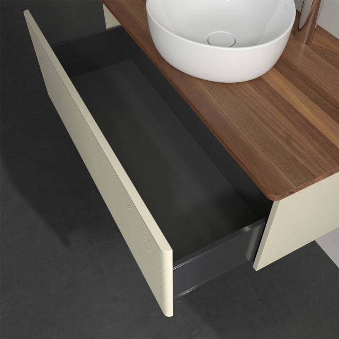 Villeroy & Boch Antao Waschbeckenunterschrank, 100 x 36 cm, 1 Auszug mit LED-Licht, Front mit Struktur, mit Hahnloch