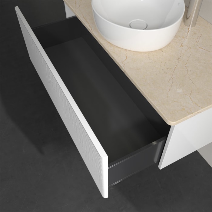 Villeroy & Boch Antao Waschbeckenunterschrank, 100 x 36 cm, 1 Auszug mit LED-Licht, Front mit Struktur, mit Hahnloch