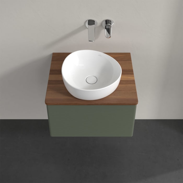 Villeroy & Boch Antao Waschbeckenunterschrank, 60 x 36 cm, 1 Auszug mit LED-Licht, Front mit Struktur, ohne Hahnloch