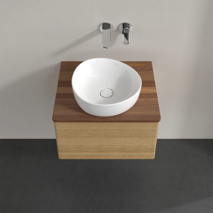 Villeroy & Boch Antao Waschbeckenunterschrank, 60 x 36 cm, 1 Auszug mit LED-Licht, Front mit Struktur, ohne Hahnloch