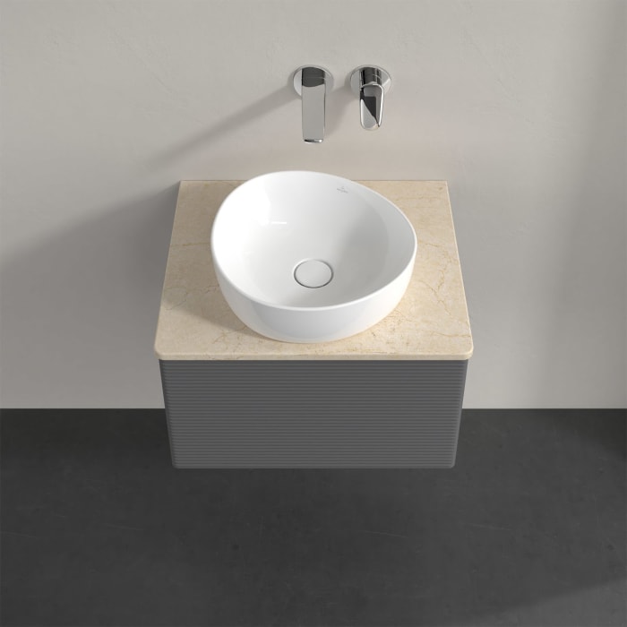 Villeroy & Boch Antao Waschbeckenunterschrank, 60 x 36 cm, 1 Auszug mit LED-Licht, Front mit Struktur, ohne Hahnloch