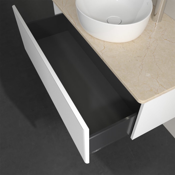 Villeroy & Boch Antao Waschbeckenunterschrank, 100 x 36 cm, 1 Auszug mit LED-Licht, Front mit Struktur, mit Hahnloch