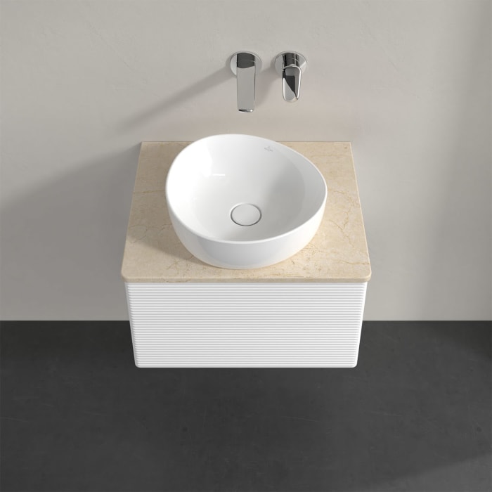 Villeroy & Boch Antao Waschbeckenunterschrank, 60 x 36 cm, 1 Auszug mit LED-Licht, Front mit Struktur, ohne Hahnloch