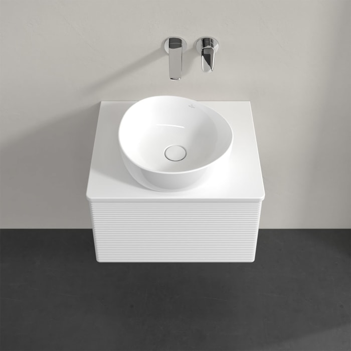 Villeroy & Boch Antao Waschbeckenunterschrank, 60 x 36 cm, 1 Auszug mit LED-Licht, Front mit Struktur, mit Hahnloch