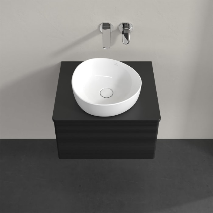 Villeroy & Boch Antao Waschbeckenunterschrank, 60 x 36 cm, 1 Auszug mit LED-Licht, Front mit Struktur, mit Hahnloch