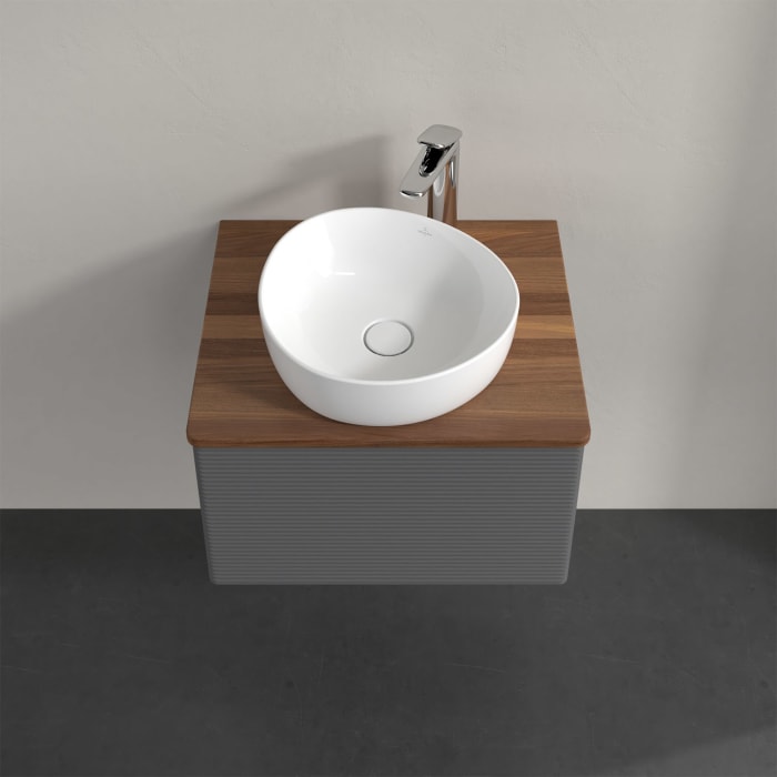 Villeroy & Boch Antao Waschbeckenunterschrank, 60 x 36 cm, 1 Auszug mit LED-Licht, Front mit Struktur, mit Hahnloch