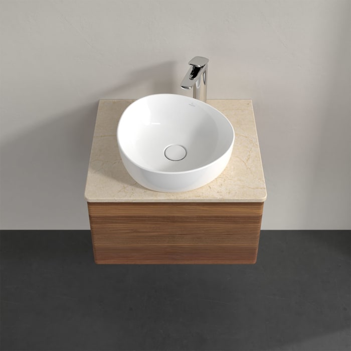 Villeroy & Boch Antao Waschbeckenunterschrank, 60 x 36 cm, 1 Auszug mit LED-Licht, Front mit Struktur, mit Hahnloch