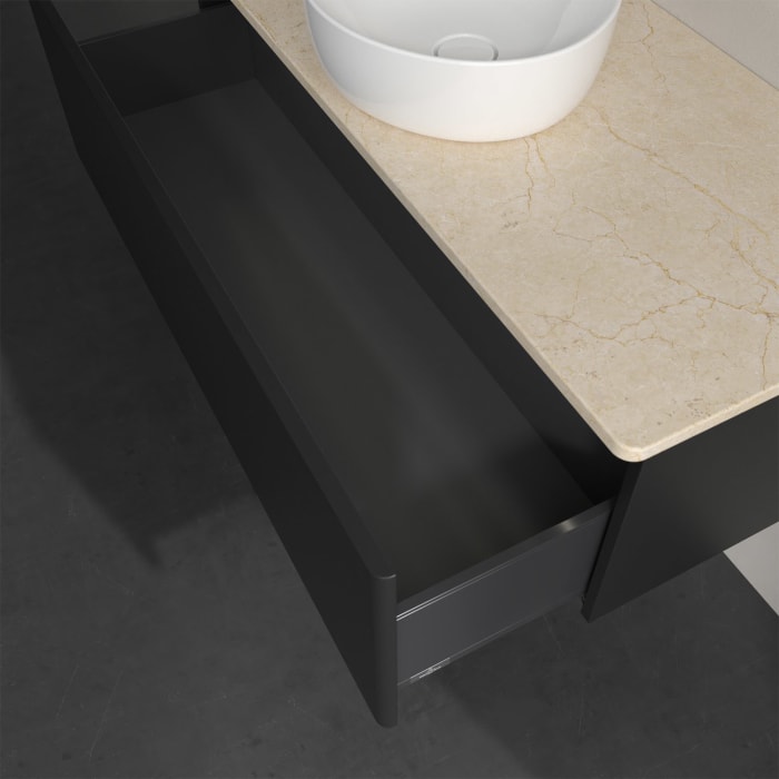 Villeroy & Boch Antao Waschbeckenunterschrank, 120 x 36 cm, 1 Auszug mit LED-Licht, Front ohne Struktur, ohne Hahnloch, für Waschtisch mittig