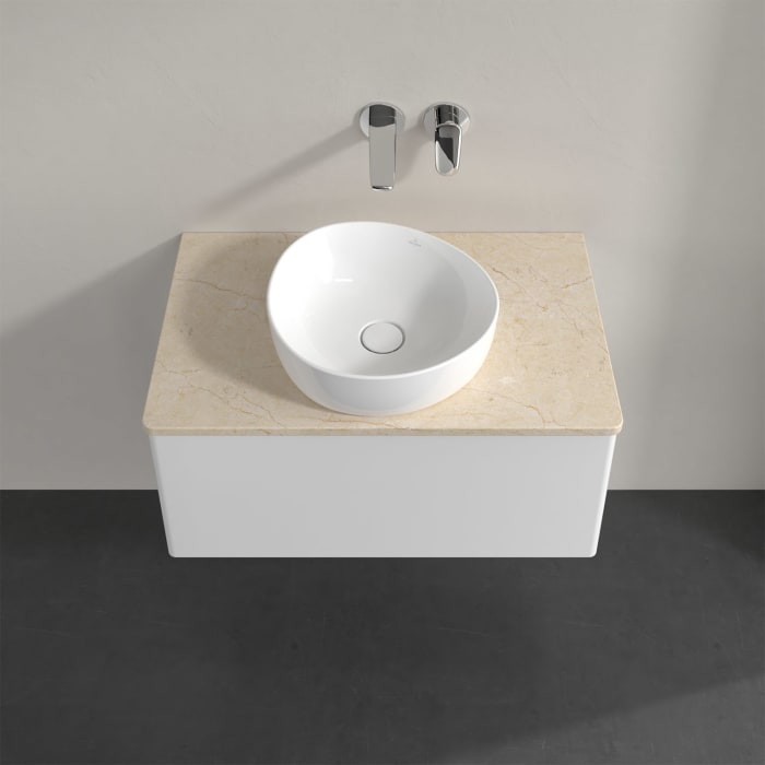 Villeroy & Boch Antao Waschbeckenunterschrank, 80 x 36 cm, 1 Auszug mit LED-Licht, Front ohne Struktur, ohne Hahnloch