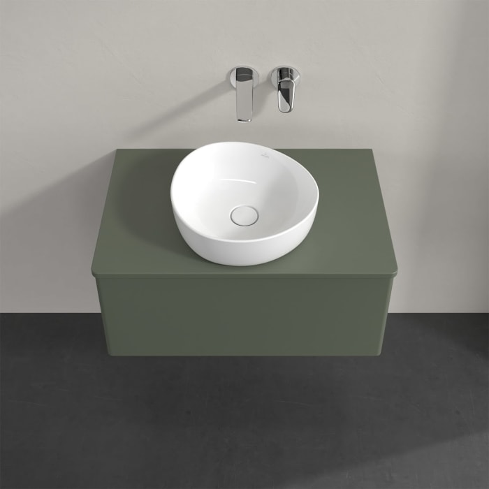 Villeroy & Boch Antao Waschbeckenunterschrank, 80 x 36 cm, 1 Auszug mit LED-Licht, Front ohne Struktur, mit Hahnloch