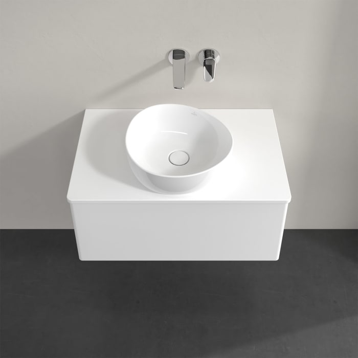 Villeroy & Boch Antao Waschbeckenunterschrank, 80 x 36 cm, 1 Auszug mit LED-Licht, Front ohne Struktur, mit Hahnloch