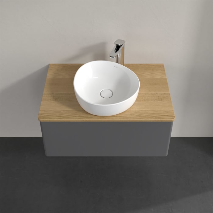 Villeroy & Boch Antao Waschbeckenunterschrank, 80 x 36 cm, 1 Auszug mit LED-Licht, Front ohne Struktur, mit Hahnloch