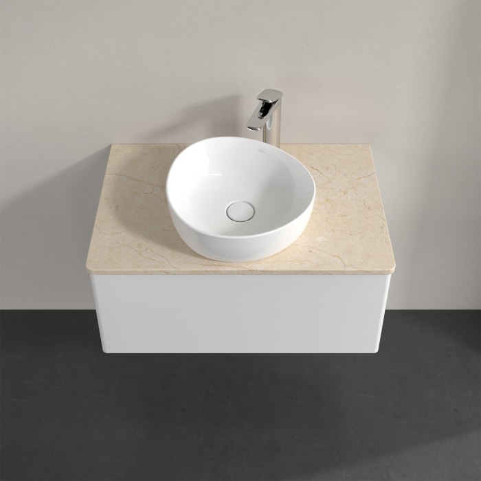 Villeroy & Boch Antao Waschbeckenunterschrank, 80 x 36 cm, 1 Auszug mit LED-Licht, Front ohne Struktur, mit Hahnloch