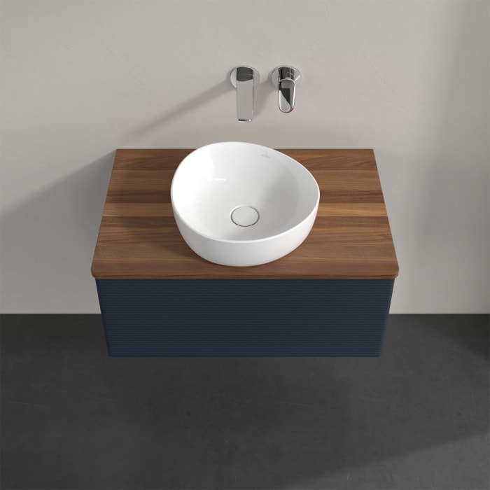 Villeroy & Boch Antao Waschbeckenunterschrank, 80 x 36 cm, 1 Auszug mit LED-Licht, Front mit Struktur, ohne Hahnloch