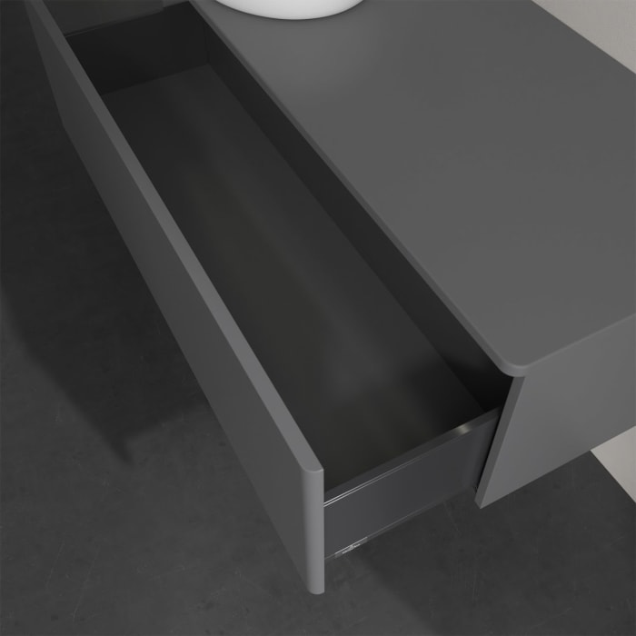 Villeroy & Boch Antao Waschbeckenunterschrank, 120 x 36 cm, 1 Auszug mit LED-Licht, Front ohne Struktur, ohne Hahnloch, für Waschtisch links