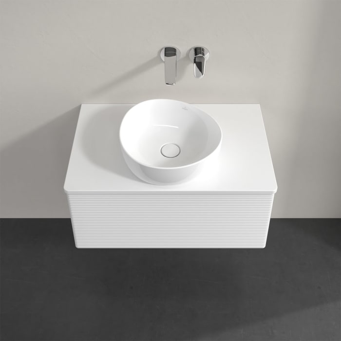 Villeroy & Boch Antao Waschbeckenunterschrank, 80 x 36 cm, 1 Auszug mit LED-Licht, Front mit Struktur, mit Hahnloch