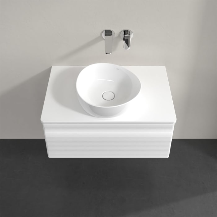 Villeroy & Boch Antao Waschbeckenunterschrank, 80 x 36 cm, 1 Auszug mit LED-Licht, Front mit Struktur, mit Hahnloch