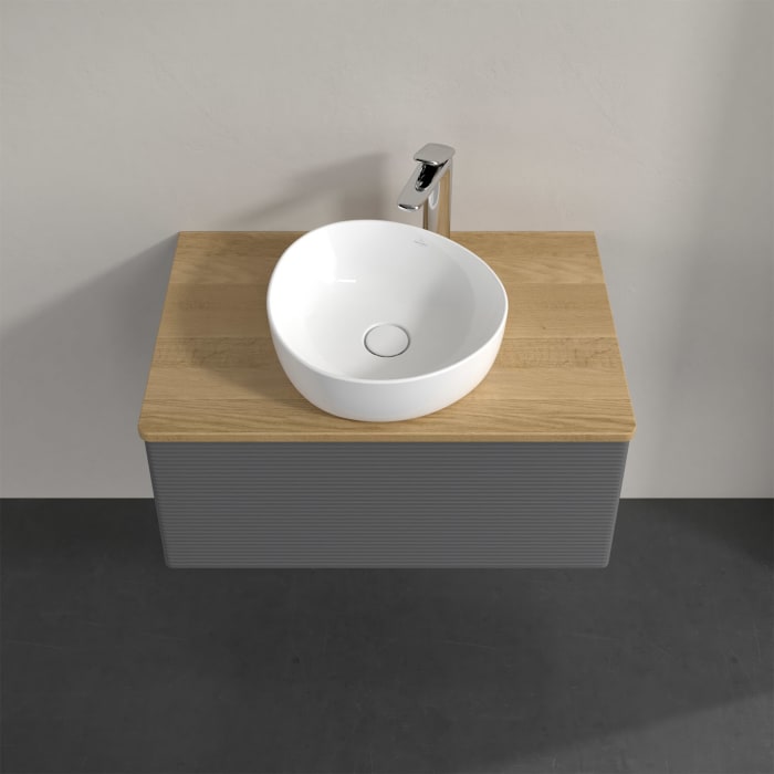 Villeroy & Boch Antao Waschbeckenunterschrank, 80 x 36 cm, 1 Auszug mit LED-Licht, Front mit Struktur, mit Hahnloch