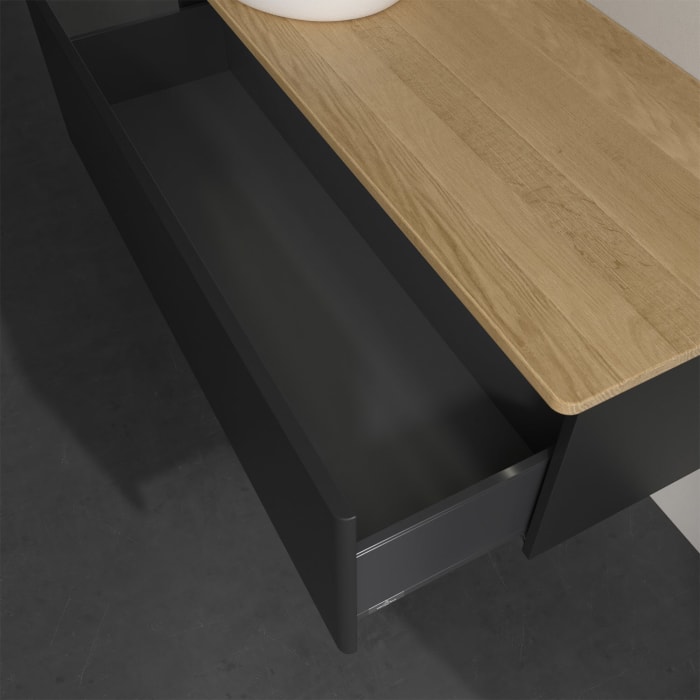 Villeroy & Boch Antao Waschbeckenunterschrank, 120 x 36 cm, 1 Auszug mit LED-Licht, Front ohne Struktur, ohne Hahnloch, für Waschtisch links