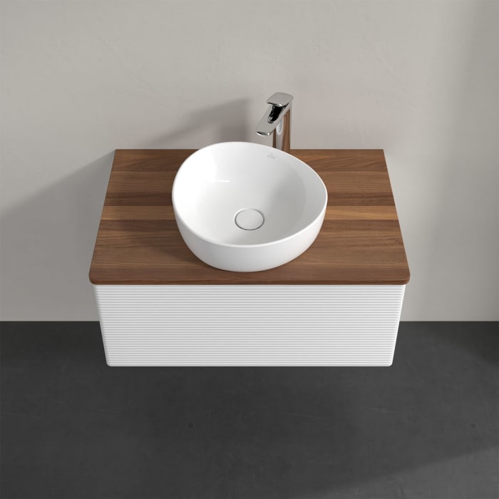 Villeroy & Boch Antao Waschbeckenunterschrank, 80 x 36 cm, 1 Auszug mit LED-Licht, Front mit Struktur, mit Hahnloch