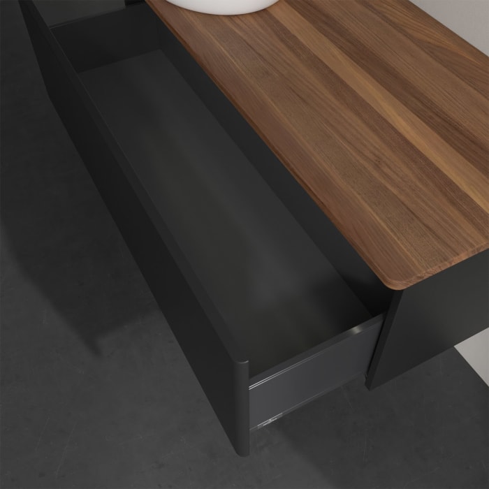 Villeroy & Boch Antao Waschbeckenunterschrank, 120 x 36 cm, 1 Auszug mit LED-Licht, Front ohne Struktur, ohne Hahnloch, für Waschtisch links