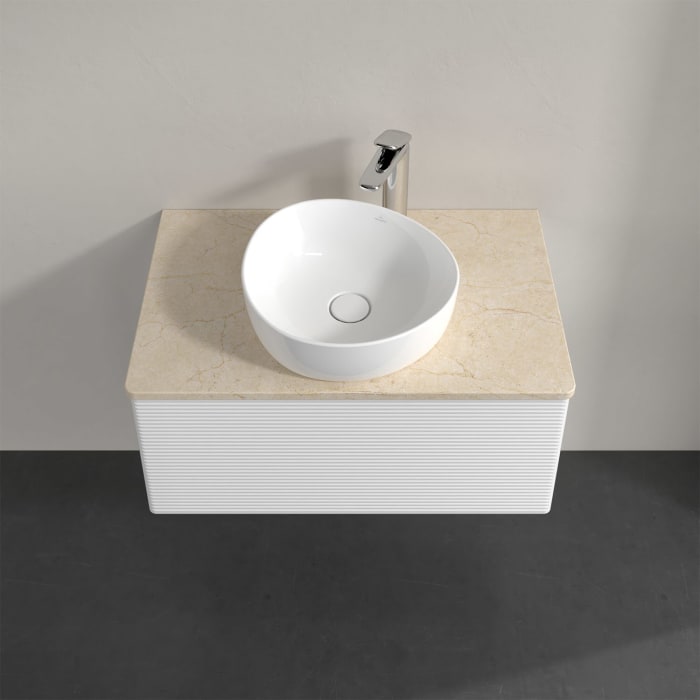 Villeroy & Boch Antao Waschbeckenunterschrank, 80 x 36 cm, 1 Auszug mit LED-Licht, Front mit Struktur, mit Hahnloch