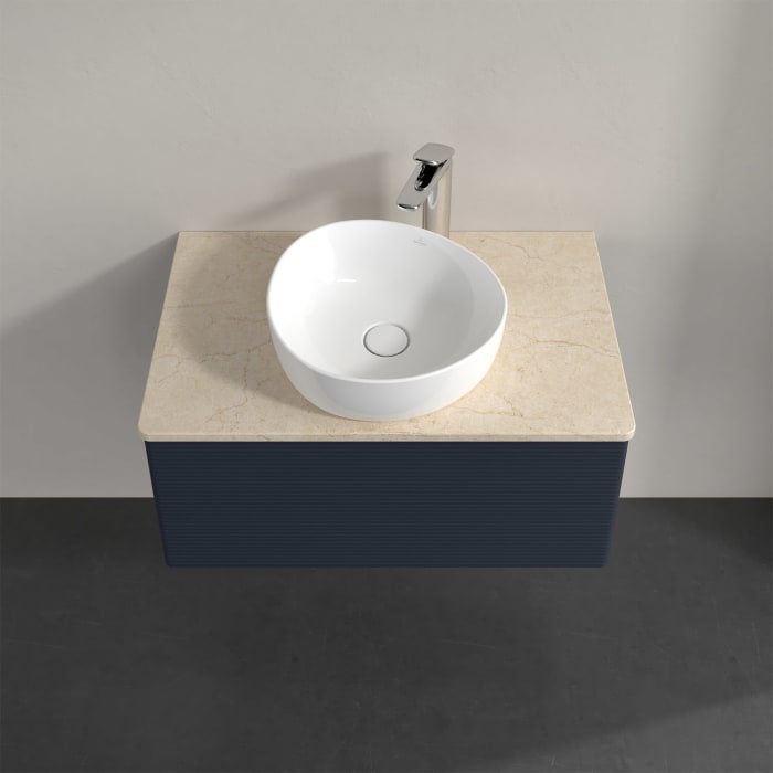 Villeroy & Boch Antao Waschbeckenunterschrank, 80 x 36 cm, 1 Auszug mit LED-Licht, Front mit Struktur, mit Hahnloch