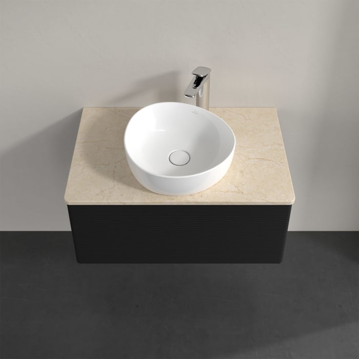 Villeroy & Boch Antao Waschbeckenunterschrank, 80 x 36 cm, 1 Auszug mit LED-Licht, Front mit Struktur, mit Hahnloch