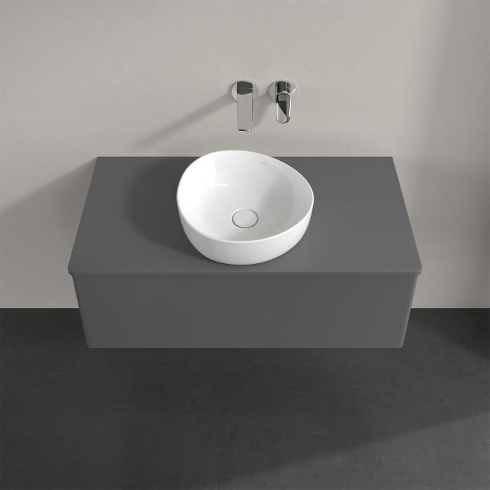 Villeroy & Boch Antao Waschbeckenunterschrank, 100 x 36 cm, 1 Auszug mit LED-Licht, Front ohne Struktur, ohne Hahnloch