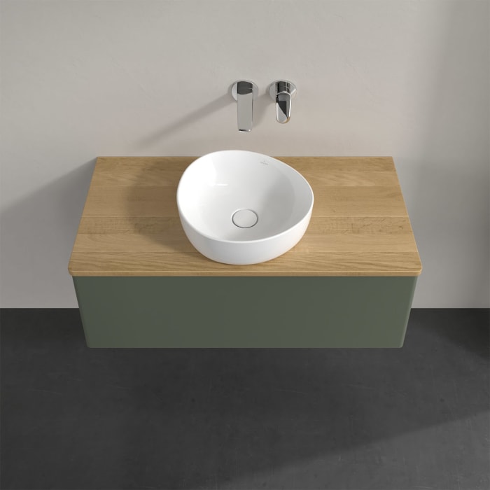 Villeroy & Boch Antao Waschbeckenunterschrank, 100 x 36 cm, 1 Auszug mit LED-Licht, Front ohne Struktur, ohne Hahnloch