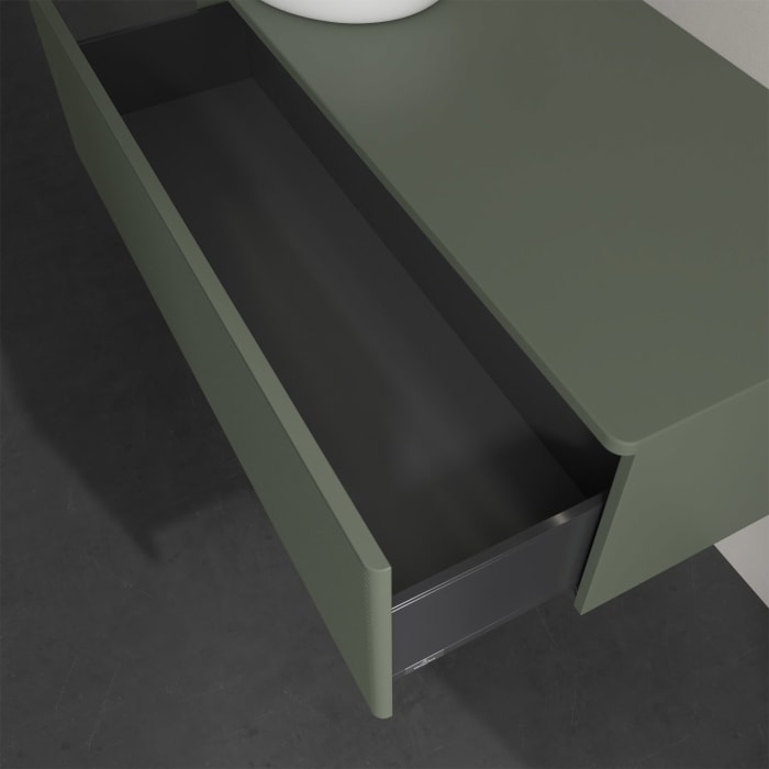 Villeroy & Boch Antao Waschbeckenunterschrank, 120 x 36 cm, 1 Auszug mit LED-Licht, Front mit Struktur, ohne Hahnloch, für Waschtisch links