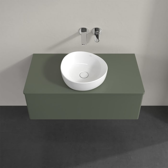 Villeroy & Boch Antao Waschbeckenunterschrank, 100 x 36 cm, 1 Auszug mit LED-Licht, Front ohne Struktur, mit Hahnloch