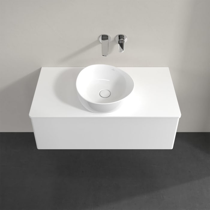 Villeroy & Boch Antao Waschbeckenunterschrank, 100 x 36 cm, 1 Auszug mit LED-Licht, Front ohne Struktur, mit Hahnloch