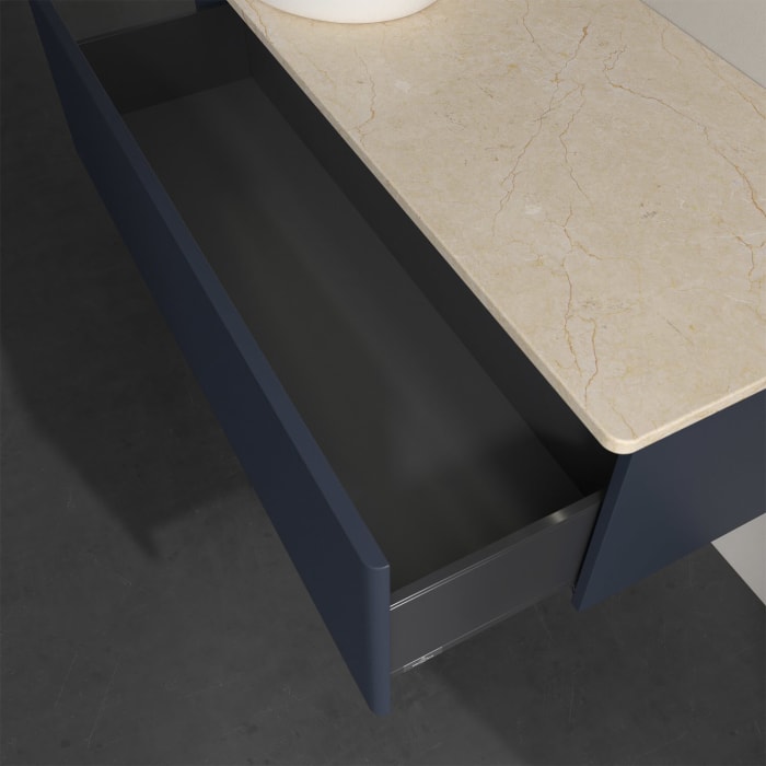 Villeroy & Boch Antao Waschbeckenunterschrank, 120 x 36 cm, 1 Auszug mit LED-Licht, Front mit Struktur, ohne Hahnloch, für Waschtisch links