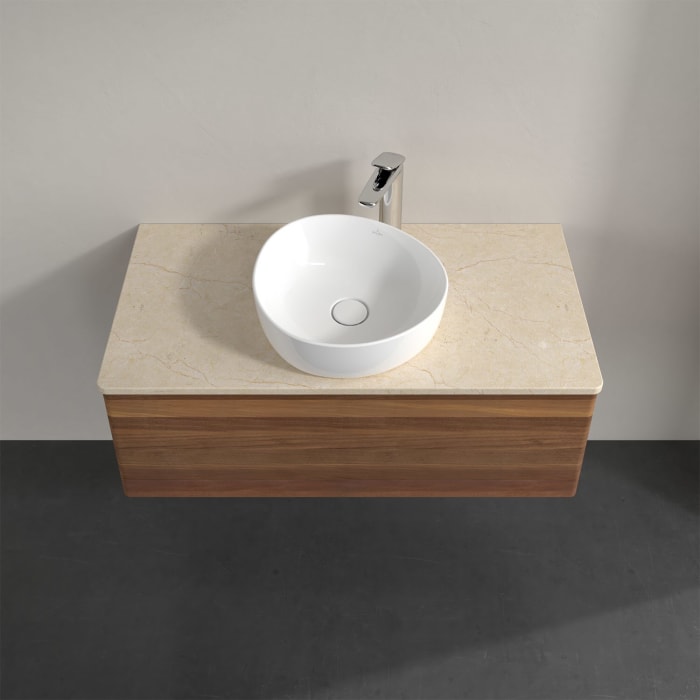 Villeroy & Boch Antao Waschbeckenunterschrank, 100 x 36 cm, 1 Auszug mit LED-Licht, Front ohne Struktur, mit Hahnloch