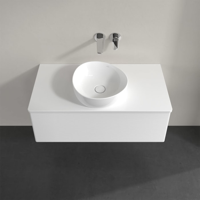 Villeroy & Boch Antao Waschbeckenunterschrank, 100 x 36 cm, 1 Auszug mit LED-Licht, Front mit Struktur, ohne Hahnloch