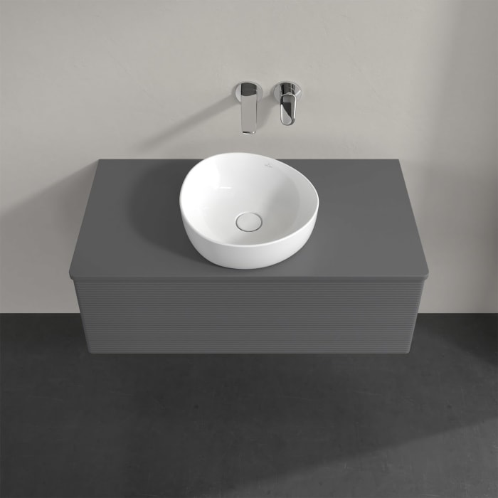 Villeroy & Boch Antao Waschbeckenunterschrank, 100 x 36 cm, 1 Auszug mit LED-Licht, Front mit Struktur, ohne Hahnloch