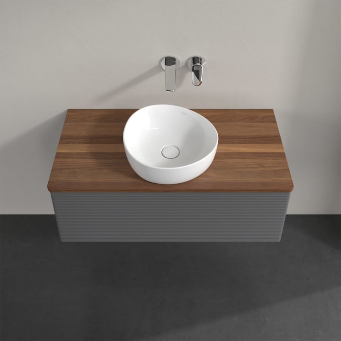 Villeroy & Boch Antao Waschbeckenunterschrank, 100 x 36 cm, 1 Auszug mit LED-Licht, Front mit Struktur, ohne Hahnloch