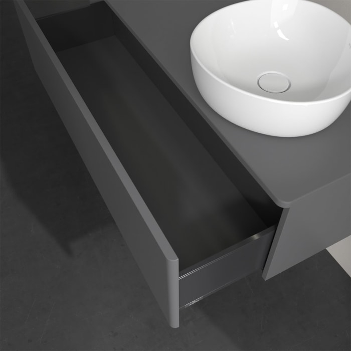 Villeroy & Boch Antao Waschbeckenunterschrank, 120 x 36 cm, 1 Auszug mit LED-Licht, Front ohne Struktur, ohne Hahnloch, für Waschtisch rechts