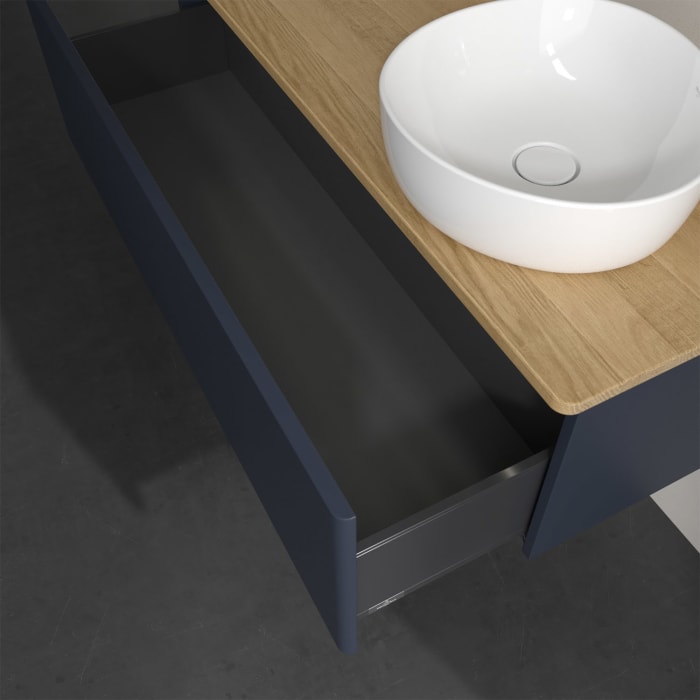 Villeroy & Boch Antao Waschbeckenunterschrank, 120 x 36 cm, 1 Auszug mit LED-Licht, Front ohne Struktur, ohne Hahnloch, für Waschtisch rechts