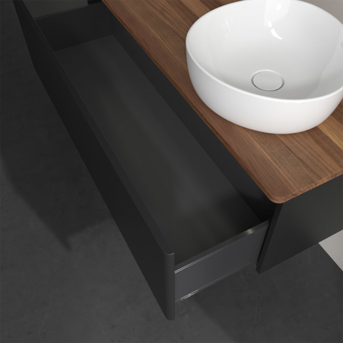 Villeroy & Boch Antao Waschbeckenunterschrank, 120 x 36 cm, 1 Auszug mit LED-Licht, Front ohne Struktur, ohne Hahnloch, für Waschtisch rechts