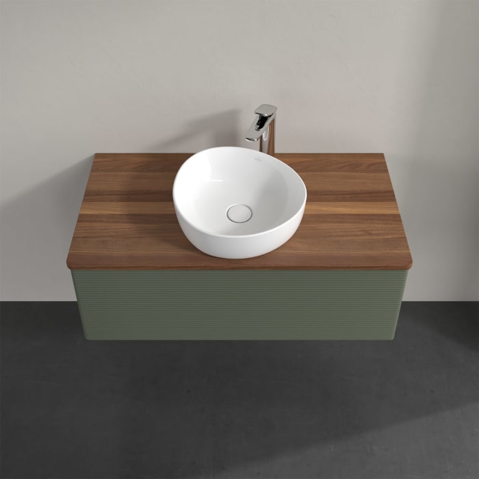 Villeroy & Boch Antao Waschbeckenunterschrank, 100 x 36 cm, 1 Auszug mit LED-Licht, Front mit Struktur, mit Hahnloch