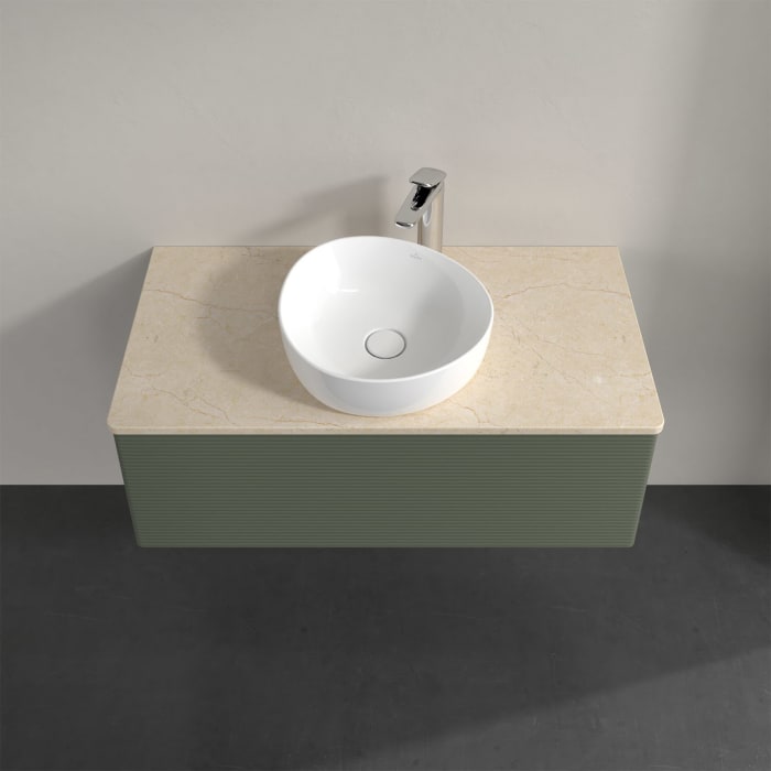 Villeroy & Boch Antao Waschbeckenunterschrank, 100 x 36 cm, 1 Auszug mit LED-Licht, Front mit Struktur, mit Hahnloch